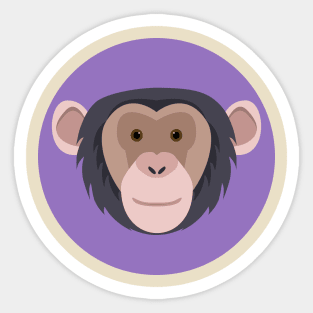 Cute smiling monkey chimpanzee face drawing Sticker